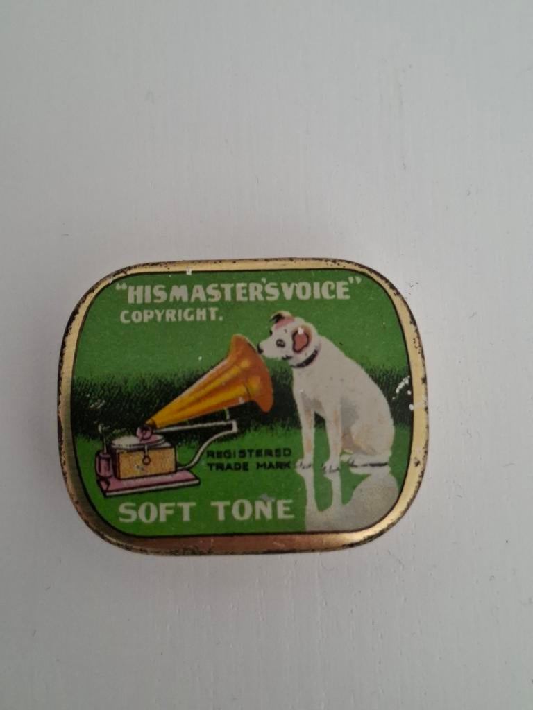 Vintage 'His Master's Voice' Soft Tone blikje, Ophalen of Verzenden