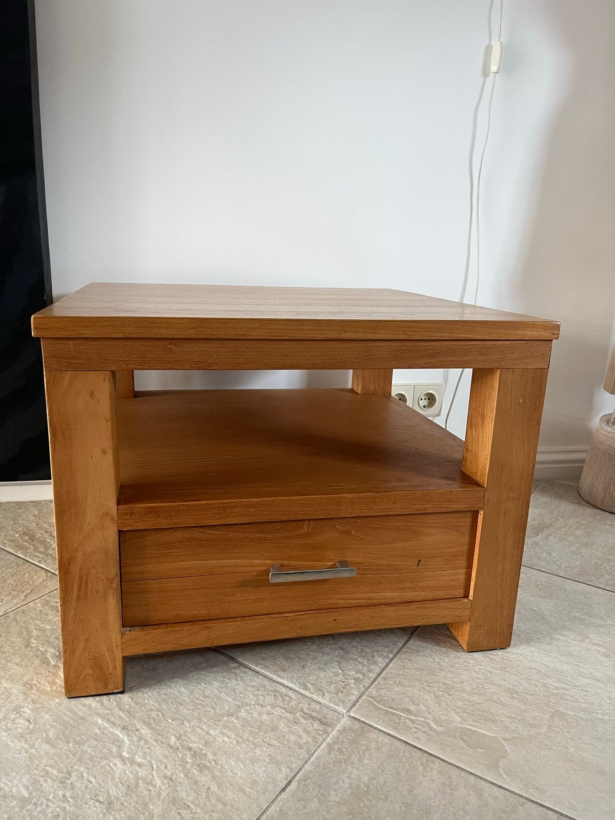 Houten bijzettafel met lade, Ophalen, Minder dan 45 cm, Minder dan 55 cm, Gebruikt