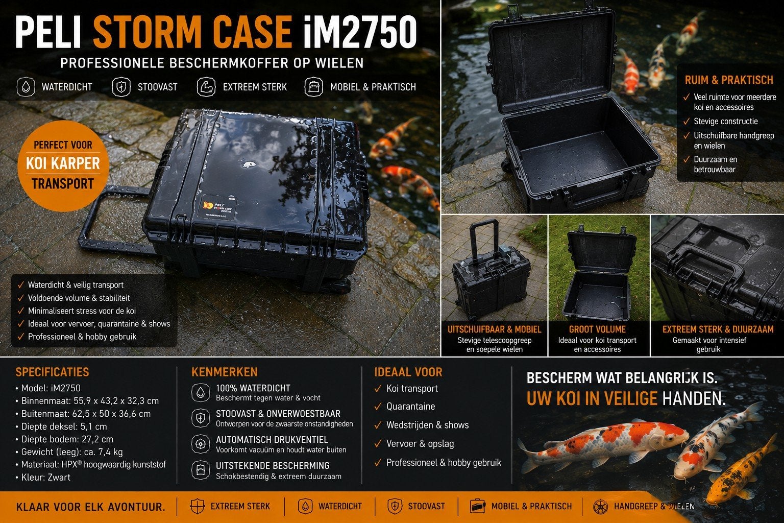 Peli iM2750 Koi Karper Transport, Karper of Koi