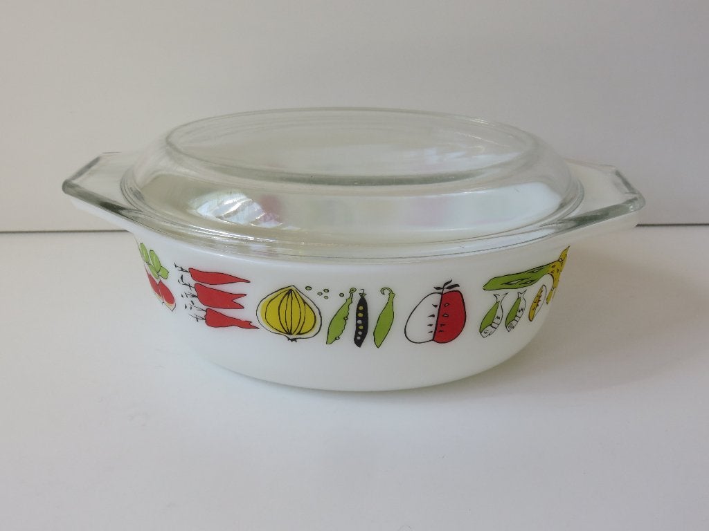 JAJ Pyrex harvest vintage ovenschaal met deksel, Ophalen of Verzenden, Wit, Overige merken, Glas