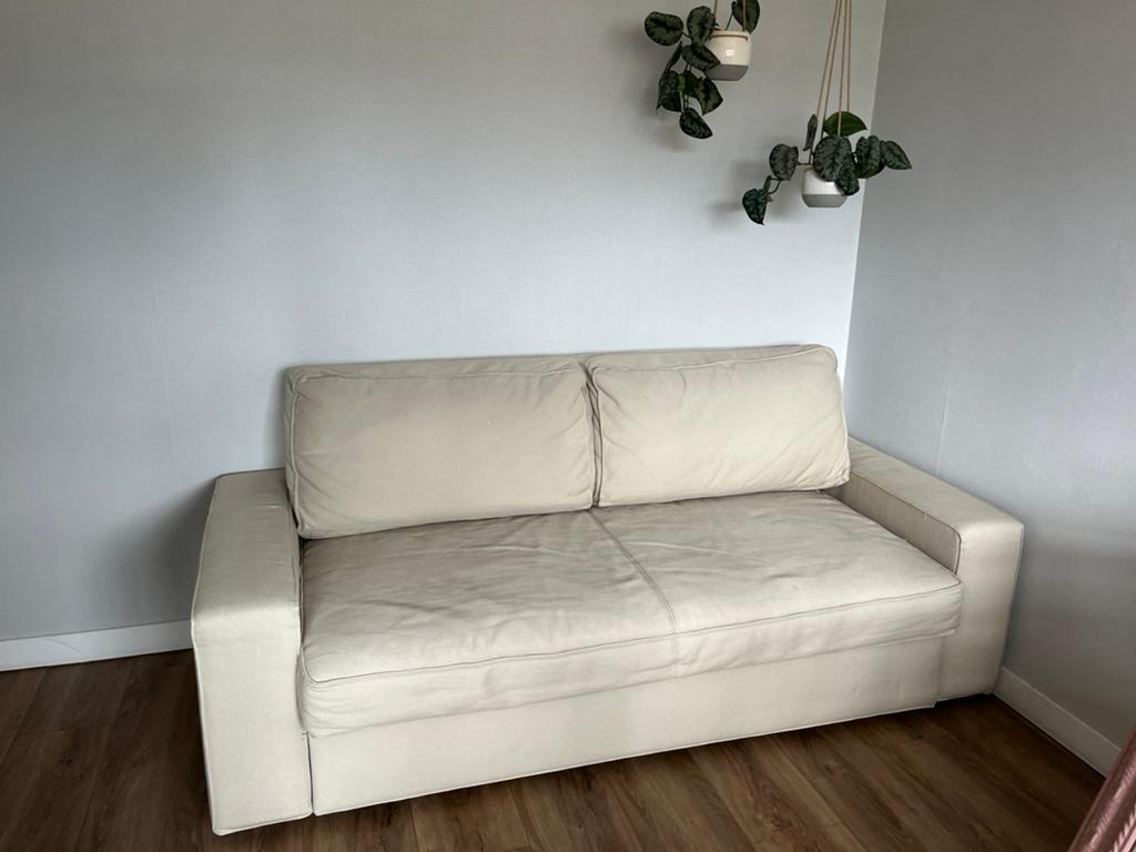 Slaapbank 2-persoons Vilasund Ikea, Ophalen, Gebruikt, Beige, Tweepersoons
