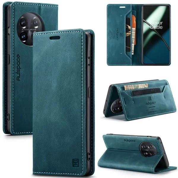 Luxe Wallet Case + Screenprotector voor OnePlus 11 _ Blauw, Verzenden, Nieuw, Hoesje of Tasje