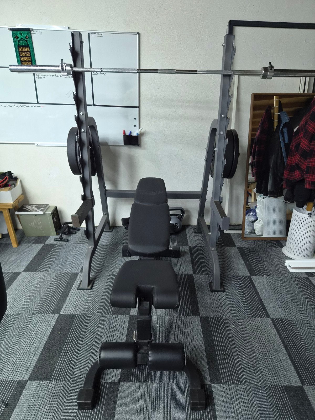 Complete Taurus homegym – squatrek + B990 bank + halterstang, Sport en Fitness, Fitnessmaterialen, Ophalen, Zo goed als nieuw