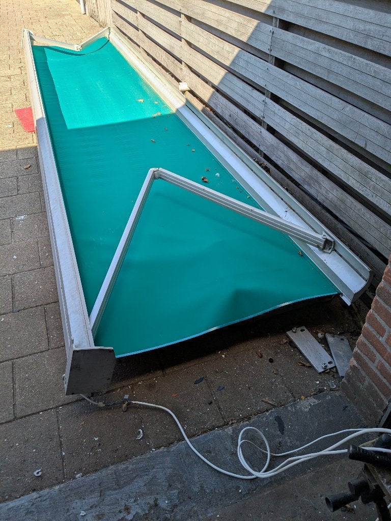 electrisch zonnescherm, Gebruikt, 450 cm of meer, Elektrisch, Ophalen of Verzenden