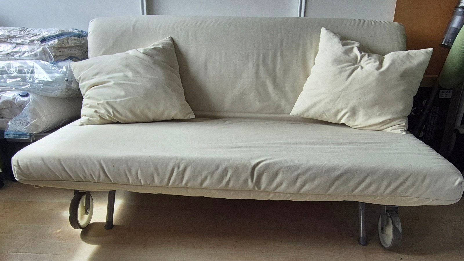 Slaapbank IKEA PS 160x200 Creme, Huis en Inrichting, Ophalen, Gebruikt, Tweepersoons, 160 cm