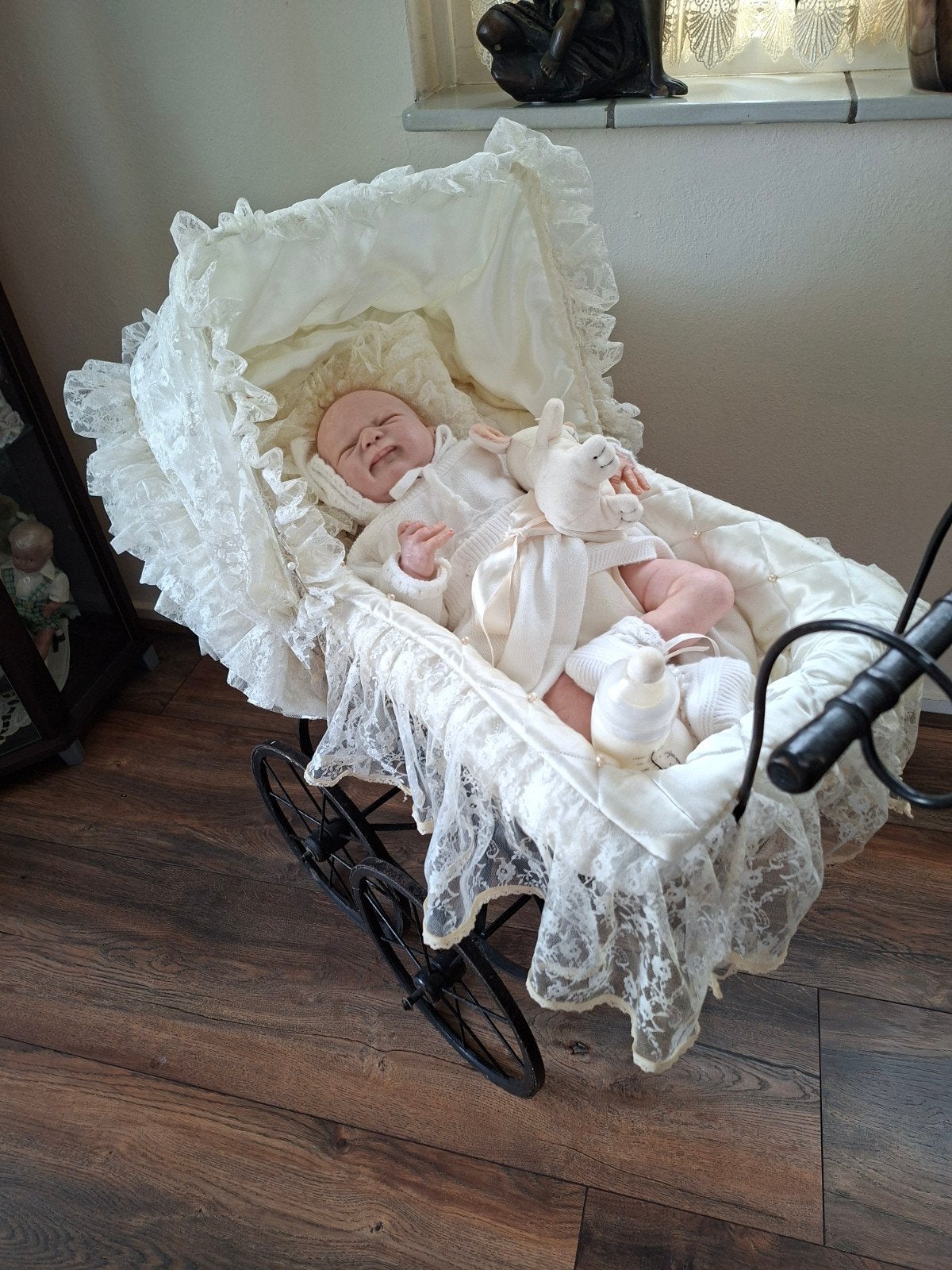 Reborn babypop met diverse accessoires en kleding, Verzamelen, Ophalen of Verzenden, Zo goed als nieuw, Babypop