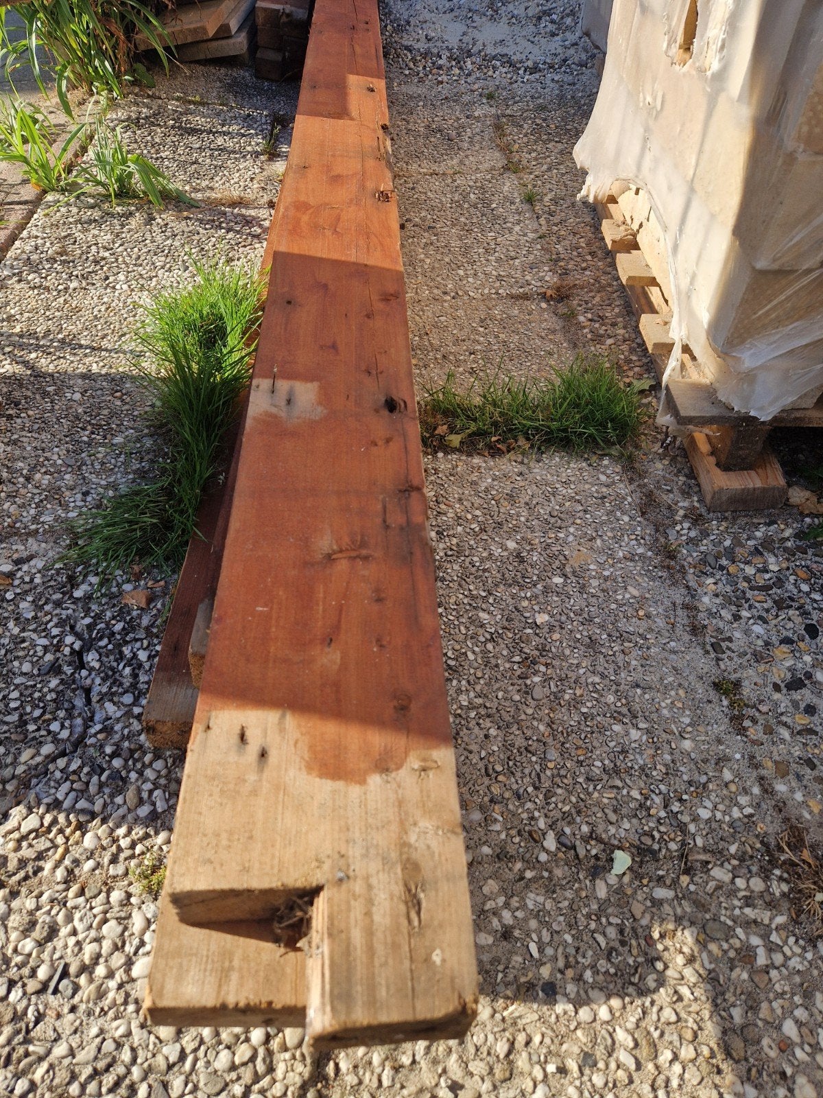 8 houten balken 15x4,5 cm – 5x 5,70 - 3x 310 meter lang., Ophalen, Gebruikt, 250 cm of meer, Balken