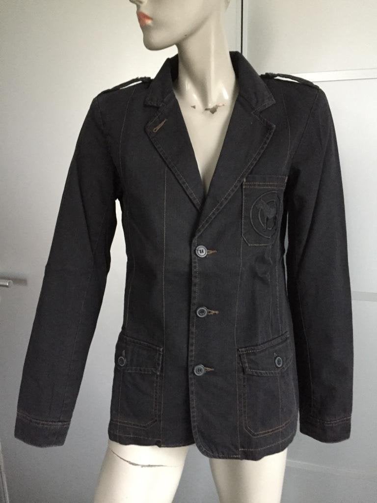 B115 BonaParte: maat 38=M spijkerjasje jasje jeans d-grijs, Kleding | Dames, Jasjes, Kostuums en Pakken, Maat 38/40 (M), Ophalen of Verzenden