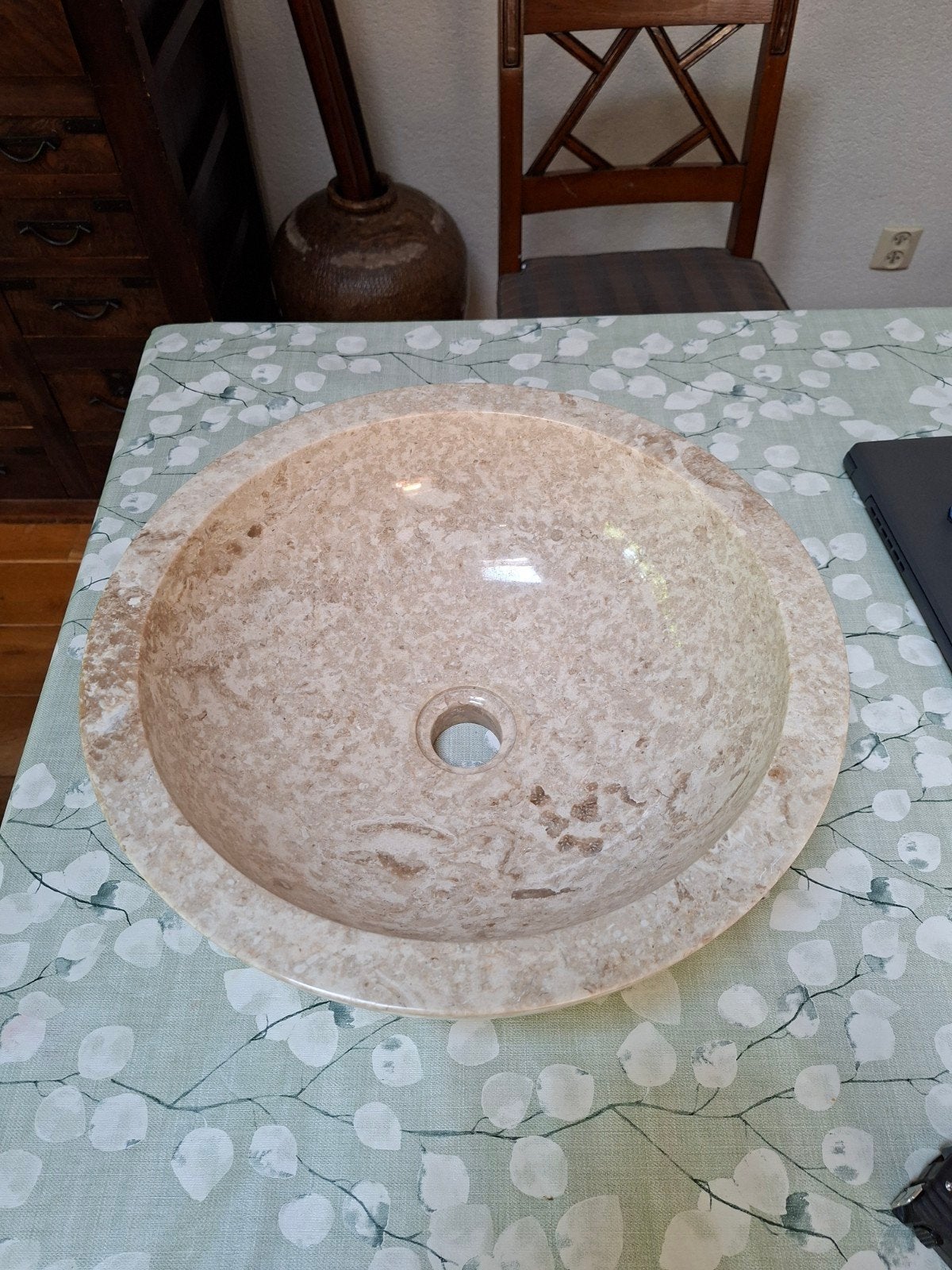 Waskom natuursteen, 40 cm doorsnede. 15 cm hoog., Ophalen, Zo goed als nieuw, Minder dan 100 cm, Wasbak of Wastafel