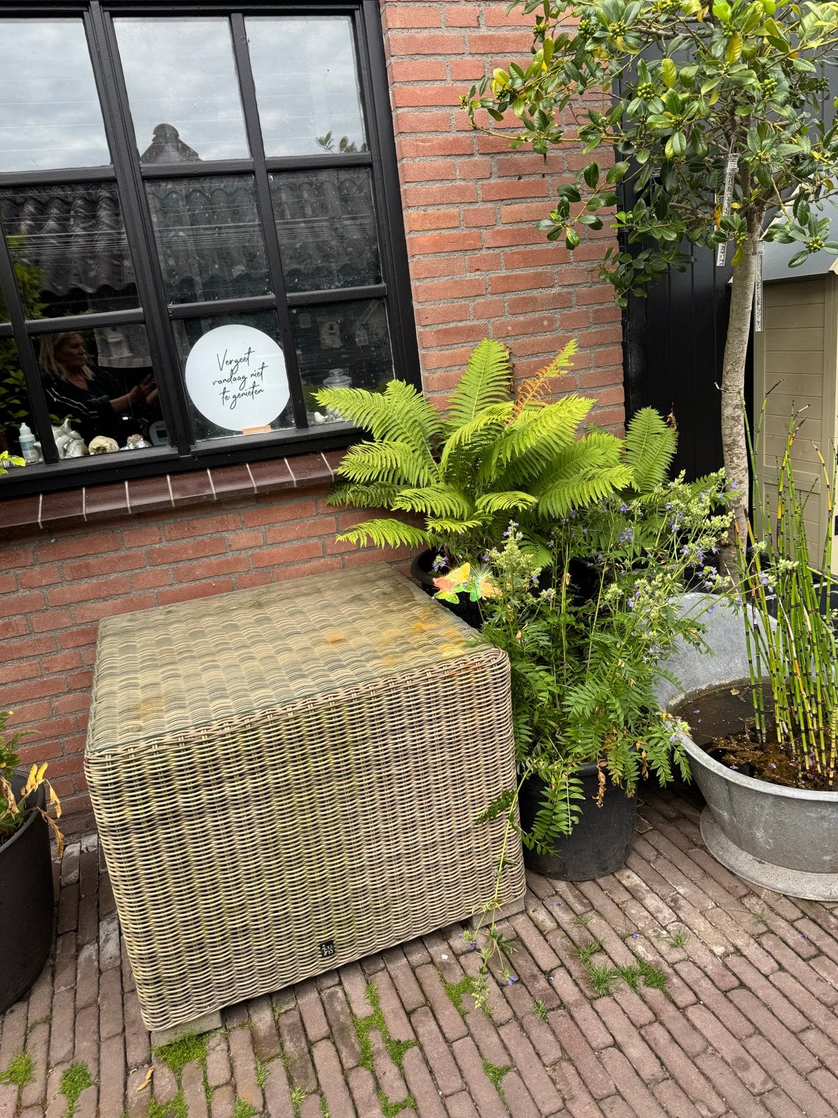 Wicker Tuin Tafel/Bijzettafel - Gebruikt, Ophalen, Gebruikt, Vierkant, Wicker