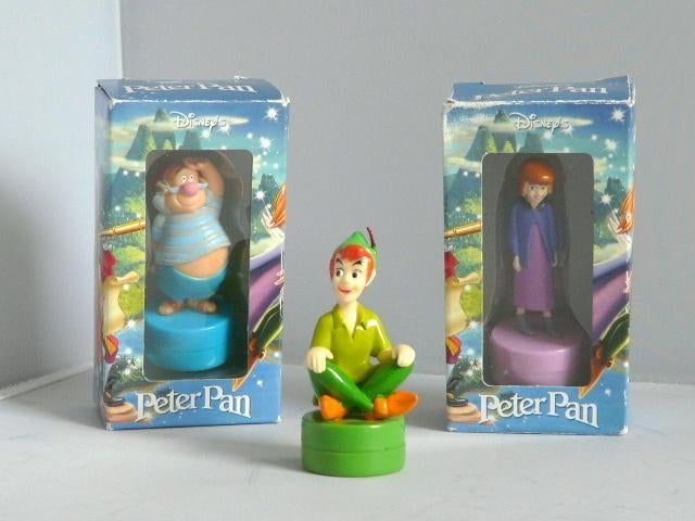 Peter Pan en kapitein Haak Stempels (3 st), Ophalen of Verzenden, Peter Pan of Pinokkio, Zo goed als nieuw, Beeldje of Figuurtje