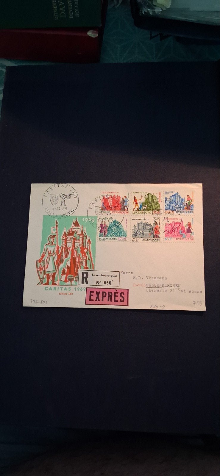 Caritas 1969 Luxemburg Eerste Dag Envelop met Postzegels, Verzamelen, Ophalen of Verzenden, 1960 tot 1980, Gelopen, België en Luxemburg