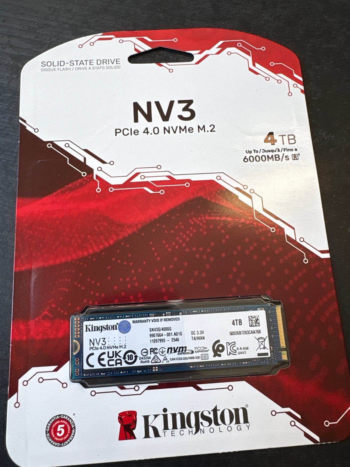 2x Kingston NV3 PCIe 4.0 NVMe M.2 SSD 4TB - Nieuw, Intern, Kingston, SSD, Nieuw