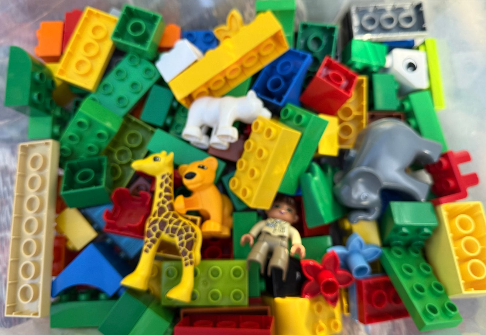 Grote doos vol Duplo blokken en figuren dierentuin, Inclusief minifiguren, Ophalen of Verzenden, Zo goed als nieuw, Duplo