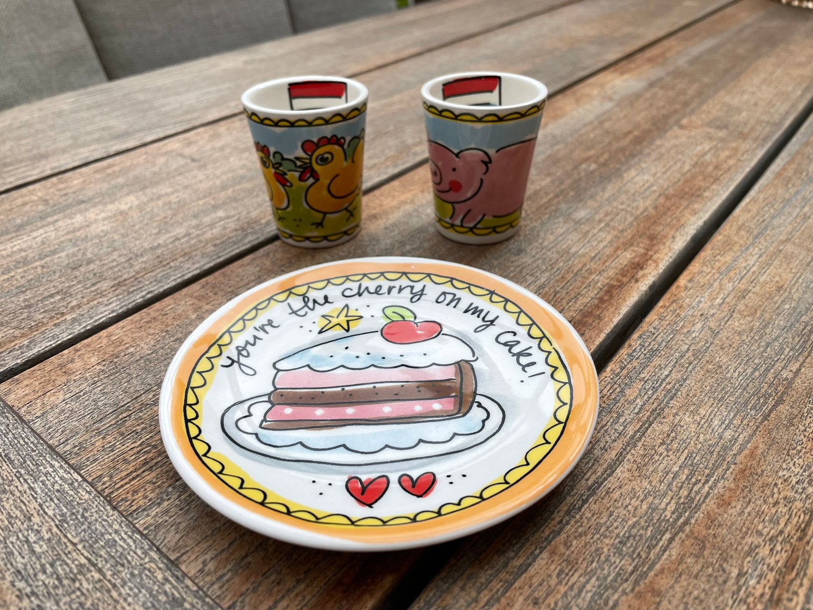 Blond Amsterdam 2 eierdopjes en 1 petit four bordje, Overige typen, Ophalen of Verzenden, Zo goed als nieuw, Aardewerk