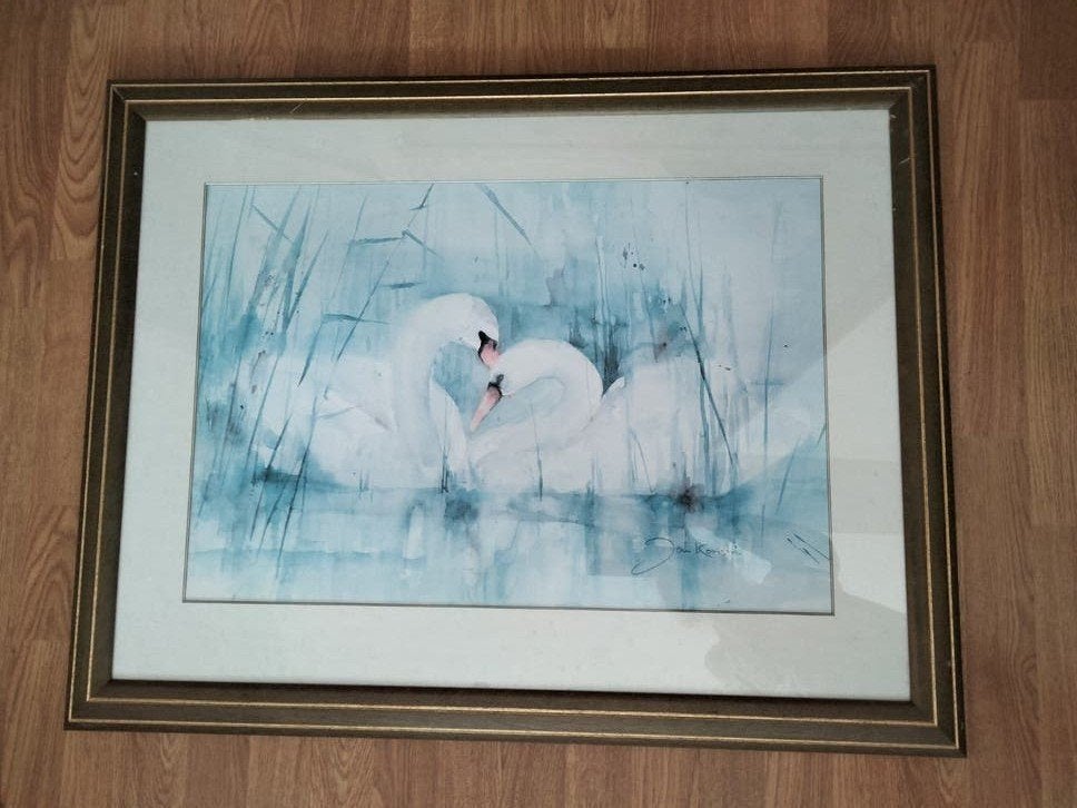Zwanen.Schilderij Jan Kooistra, Antiek en Kunst, Ophalen of Verzenden