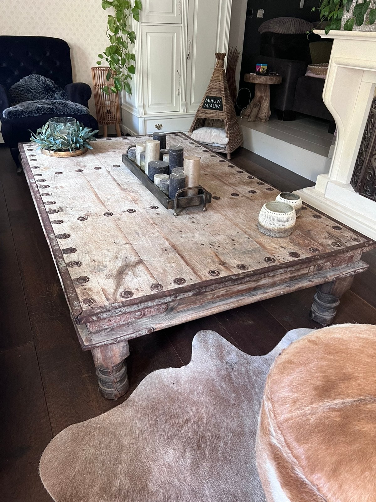 Super gave tafel uit India, Ophalen of Verzenden, Rechthoekig, 50 tot 100 cm
