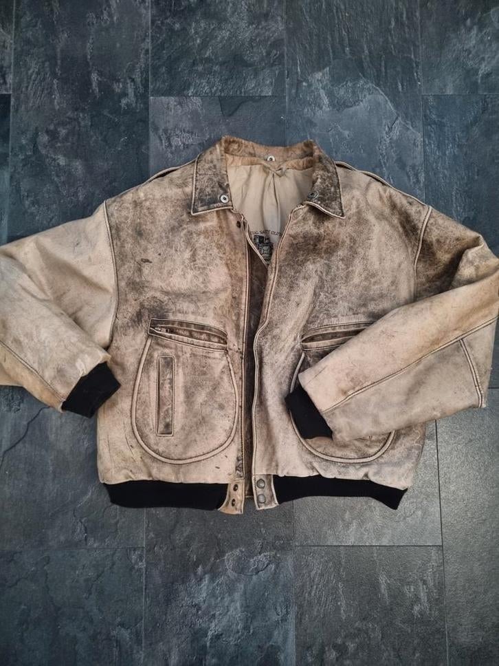 Vintage Buffalo Rarities Leren Bomber Jack - Maat M, Kleding | Heren, Jassen | Winter, Ophalen of Verzenden, Gedragen, Bruin