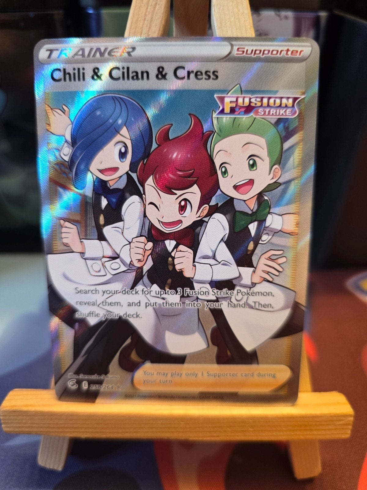 Pokemon Fusion Strike Trainer Chili&Cilan&Cress 258/264, Verzenden, Nieuw, Losse kaart, Foil