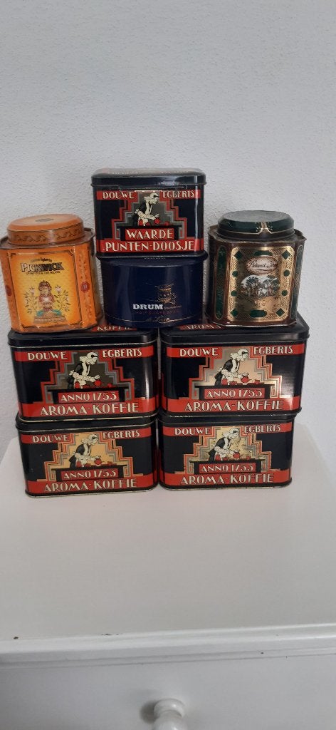 Diverse vintage blikken: Douwe Egberts, Pickwick en meer, Ophalen, Gebruikt, Koffie, Douwe Egberts