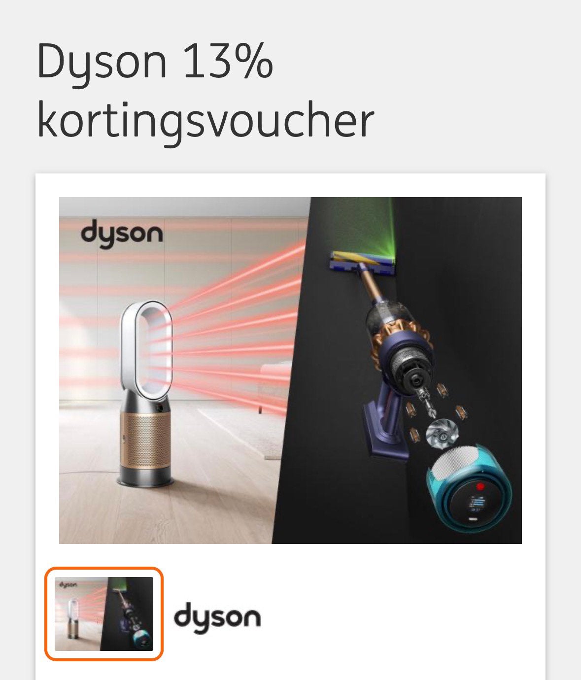 Kortingsvoucher Dyson, Eén persoon, Kortingsbon