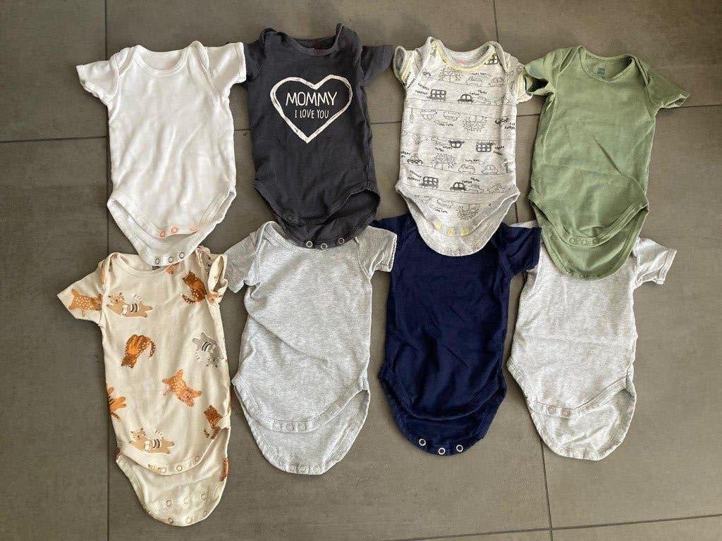 Set 8 babyrompers korte mouw maat 50/56 – HEMA e.a., Ophalen of Verzenden, Zo goed als nieuw, Jongetje, Overige typen