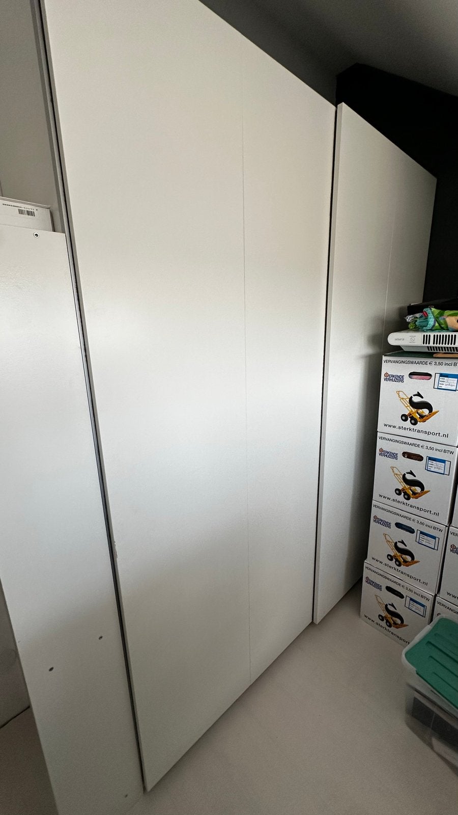 PAX kast witte schuifdeuren (2x 100x236 cm), Ophalen, Gebruikt, 200 cm of meer, 150 tot 200 cm
