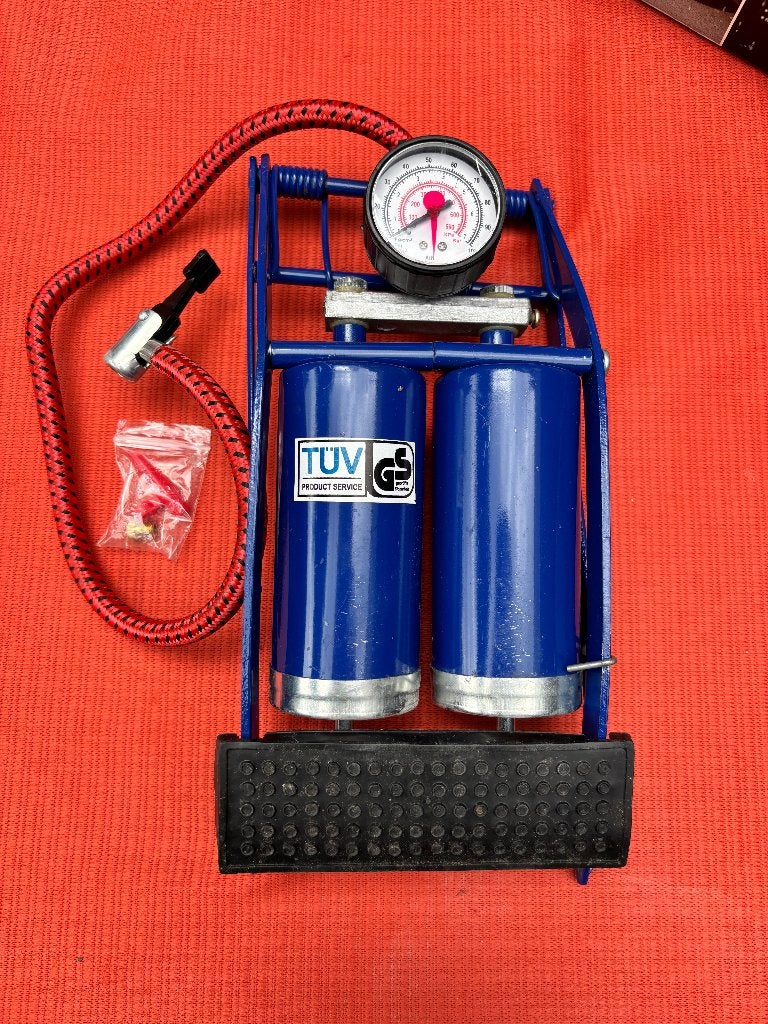 Voetpomp met drukmeter - in doos, Fietsen en Brommers, Ophalen, Drukmeter, Gebruikt