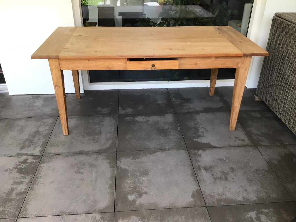 Eettafel teak 180x90 cm, Ophalen, Klassiek recht, Gebruikt, Teakhout