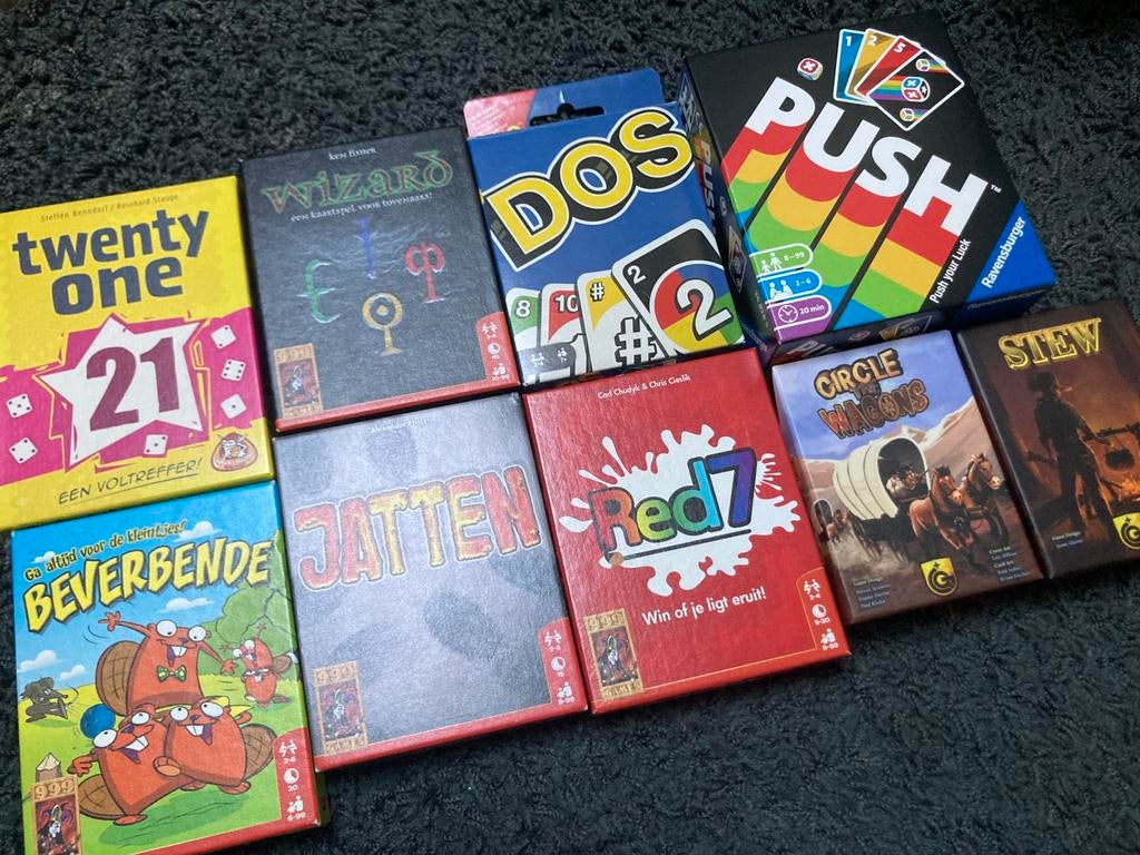 Twenty One, Wizard, DOS, Push, Beverbende, Jatten, Red 7, Hobby en Vrije tijd, Gezelschapsspellen | Kaartspellen, Ophalen of Verzenden