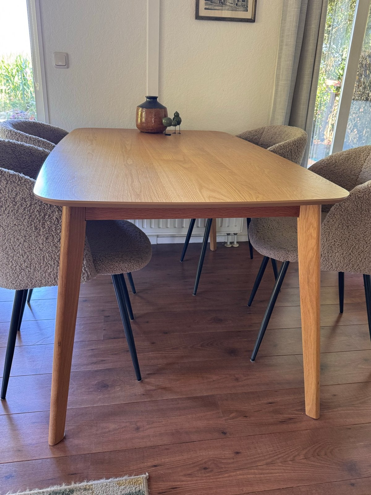 Moderne Scandinavische Eettafel Eikenfineer Ovaal, Ophalen, Gebruikt, 100 tot 150 cm, Eikenhout