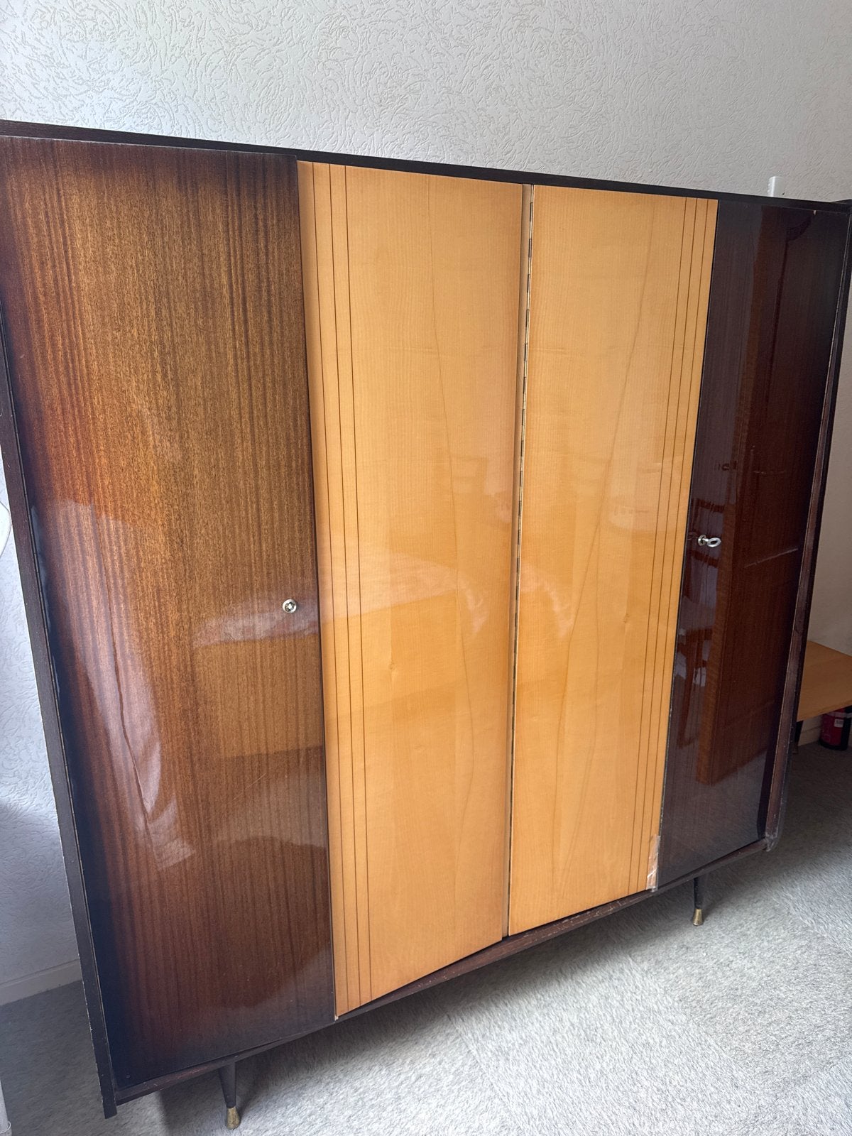 Vintage Kledingkast / Garderobekast - Jaren '60 Stijl, Antiek en Kunst, Ophalen