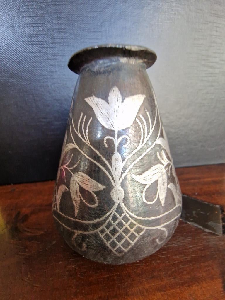 Antiek Islamic Indo-Persian Koftgari vaasje, Ophalen of Verzenden
