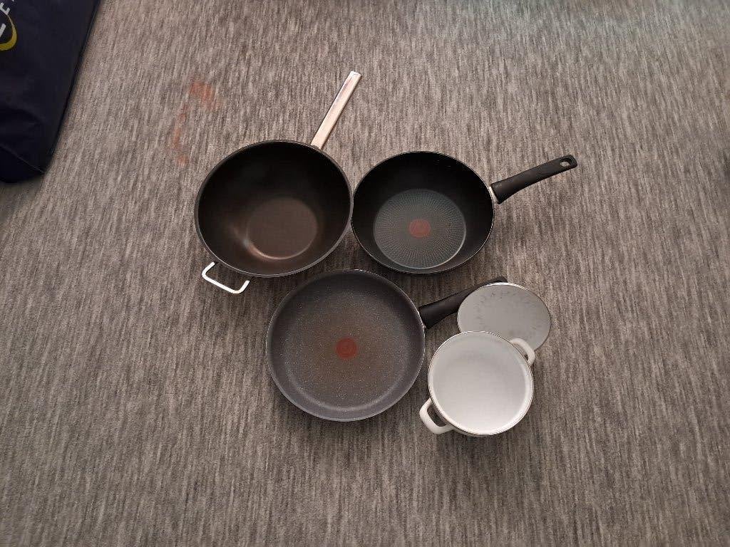 wokpannen en koekenpan, Huis en Inrichting, Ophalen, Overige materialen, Tefal, Zo goed als nieuw