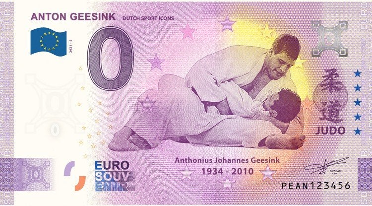 0 Euro biljet Anton Geesink Dutch sport icons 2021, Ophalen of Verzenden, Overige landen, 5 euro
