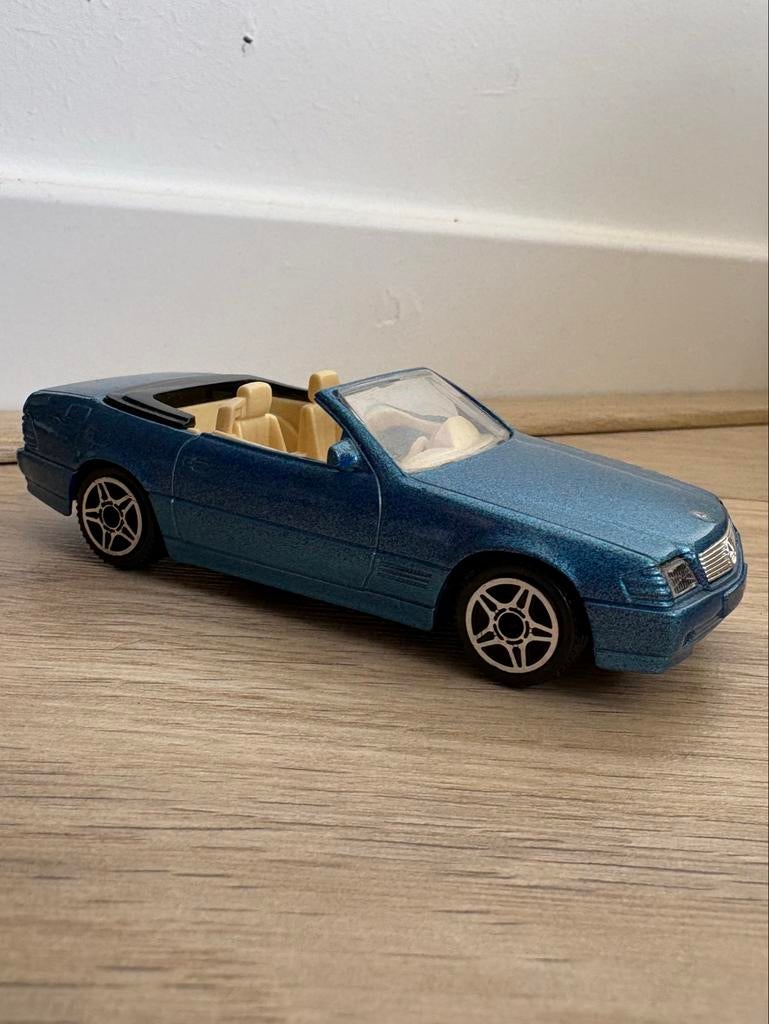 Bburago Mercedes 300 SL 1989 modelauto blauw cabrio, Ophalen of Verzenden, Auto, Overige merken