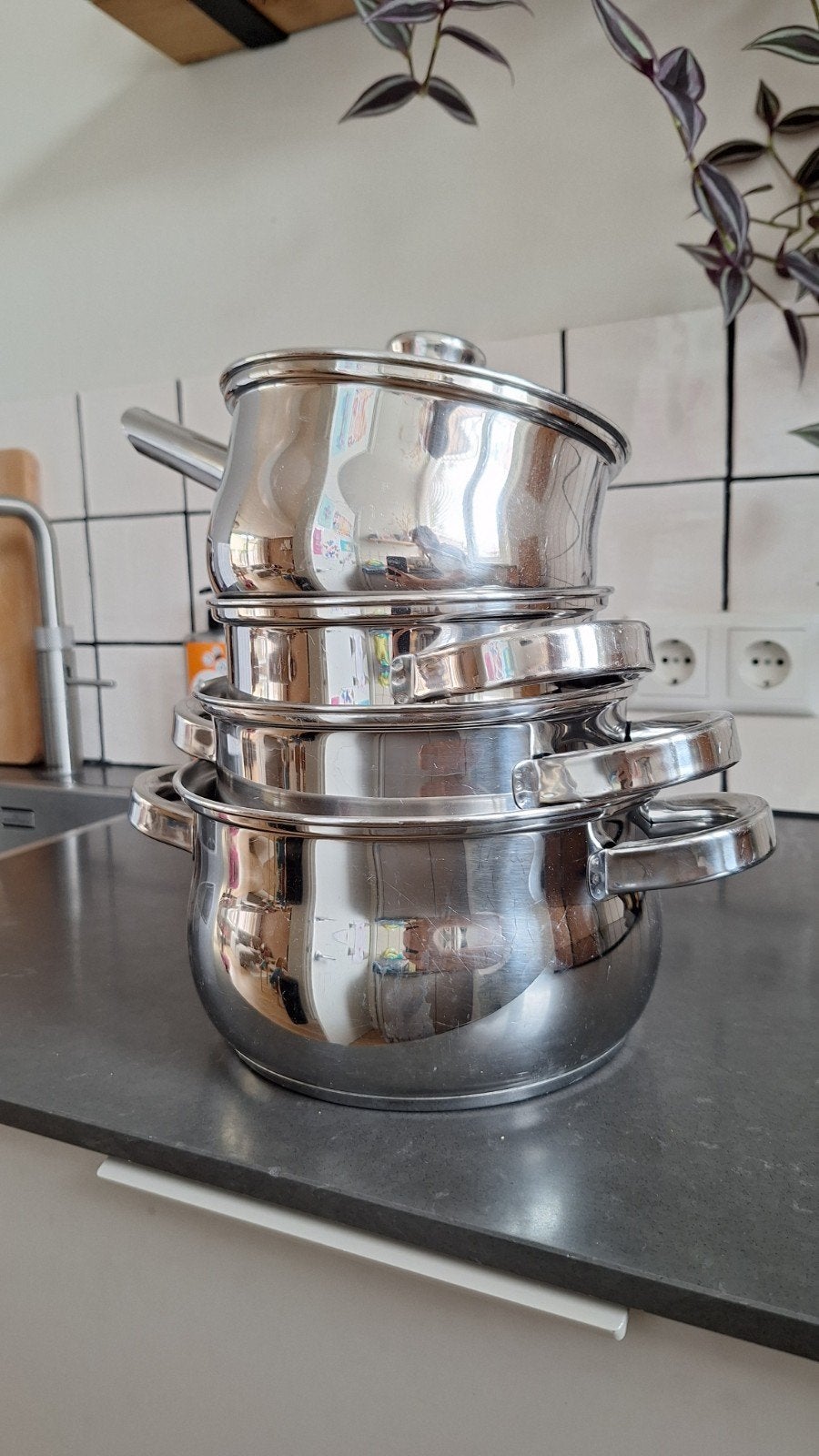 Pannenset sola, Ophalen, Gebruikt, Rvs, Pannenset