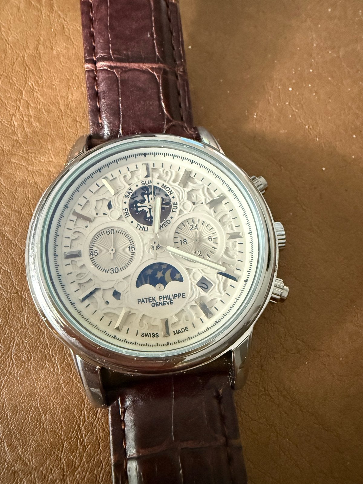 Patek Philippe Geneve Polshorloge - nieuw, Sieraden, Tassen en Uiterlijk, Horloges | Heren, Overige merken, Leer, Staal, Polshorloge