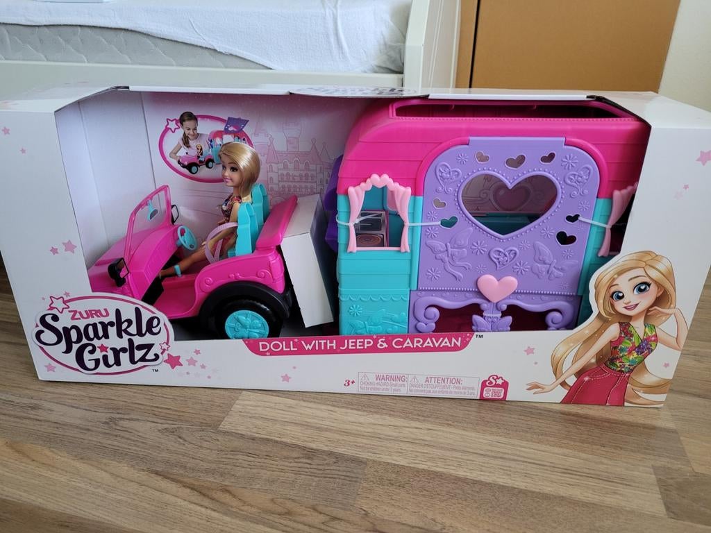 Zuru Sparkle Girlz Pop met Jeep en Safari Camper, Ophalen