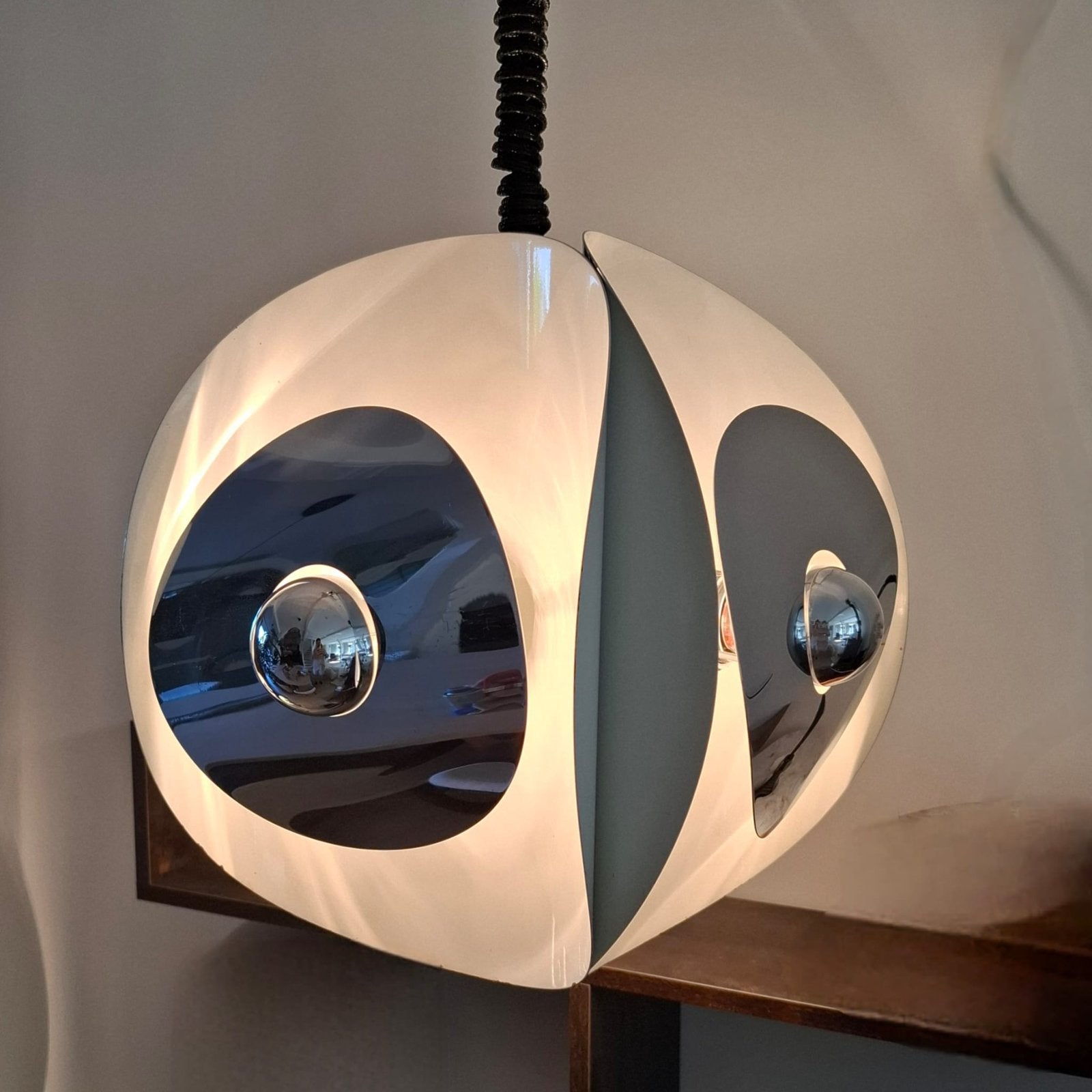 Space age Italiaanse design lampen, vintage ufo, Ophalen, Zo goed als nieuw, Metaal