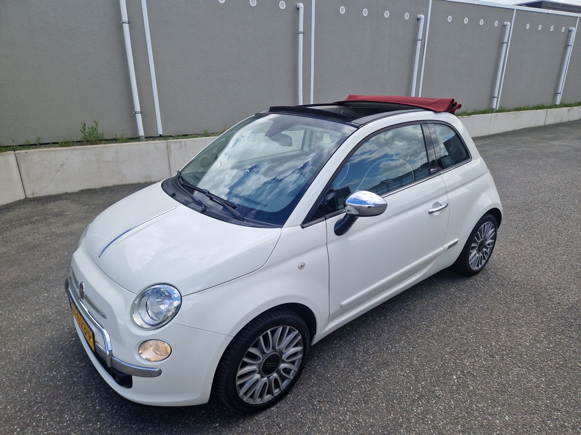 Fiat 500C 1.2 Lounge (bj 2015), Gebruikt, 4 cilinders, Cabriolet, Wit