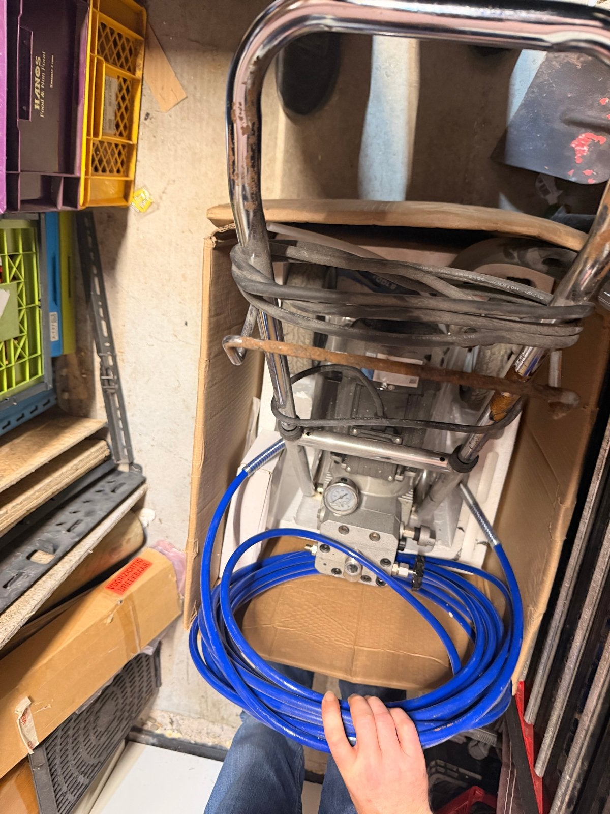 HBM Hogedruk Airless Spuitmachine Verfspuit 1500 Watt, Doe-het-zelf en Verbouw, Schildersmaterialen, Ophalen of Verzenden, Gebruikt