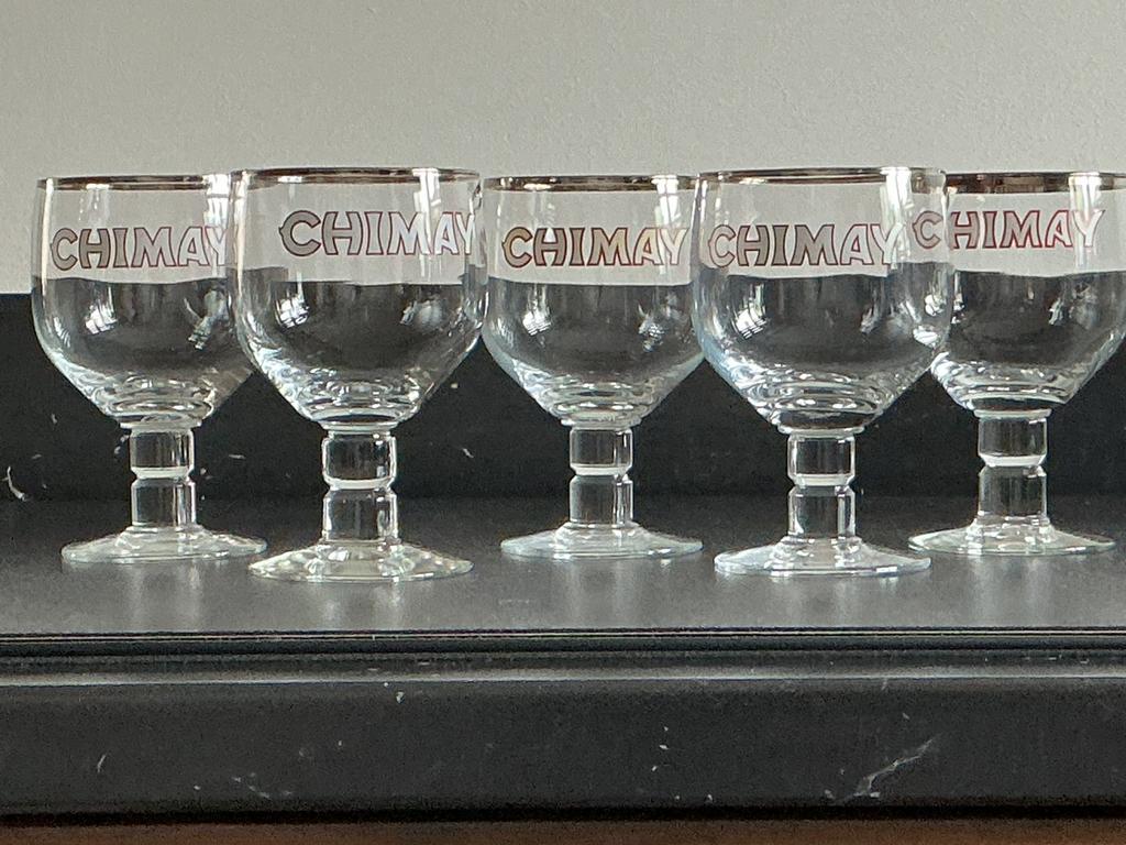 5 Chimay trappistenbier glazen, Ophalen of Verzenden, Zo goed als nieuw