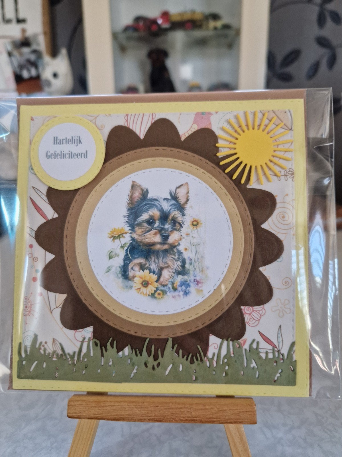 Kaartje verjaardag hondje met bloemen, Ophalen of Verzenden, Nieuw, Overige thema's