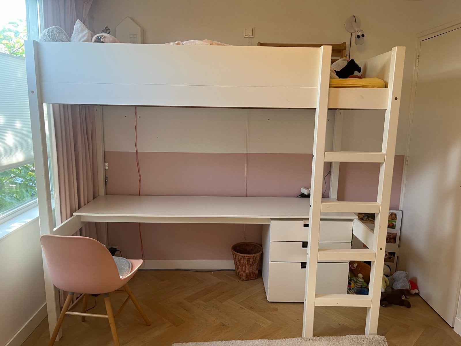 Leuke hoogslaper met bureau en lades, Huis en Inrichting, Ophalen, Gebruikt, Eenpersoons, 200 cm