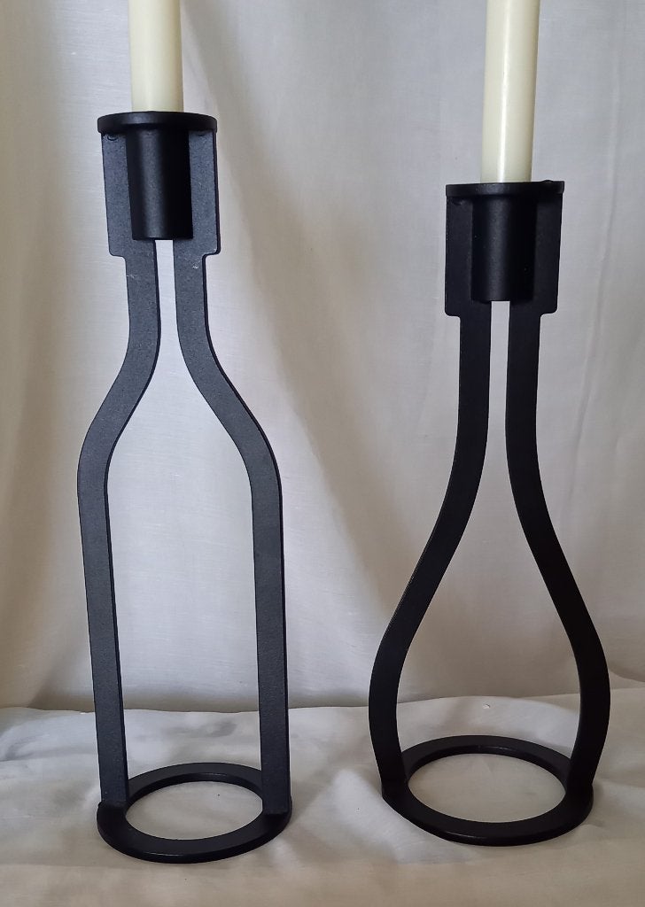 2x Metalen Bottle kandelaars van Peter van de Water, Verzenden, Kandelaar, Zwart, Metaal