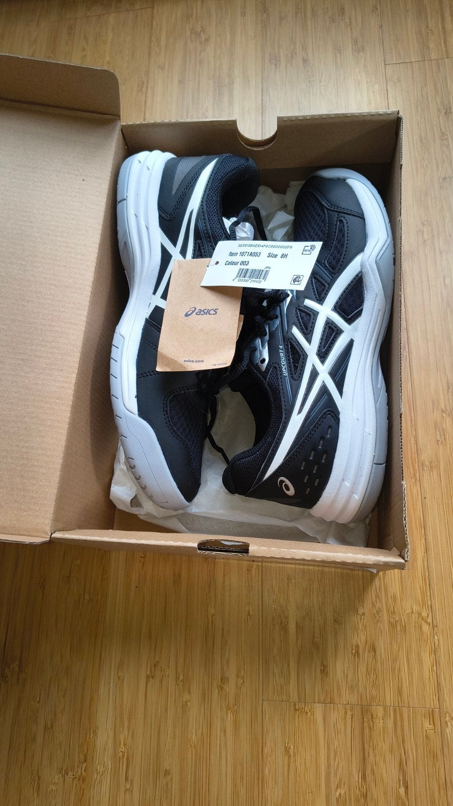 ASICS Upcourt 4 Heren Sportschoenen - Zwart/Wit - Maat 42, Nieuw, Ophalen of Verzenden, ASICS, Sportschoenen