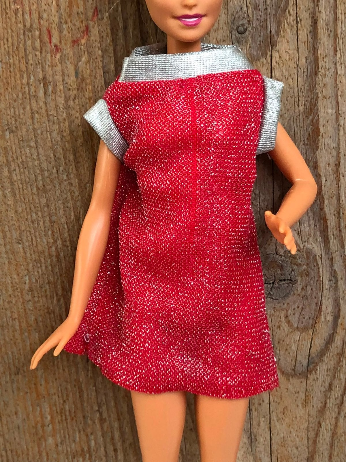 Zilver rood glitter jurk, Ophalen of Verzenden, Zo goed als nieuw, Barbie