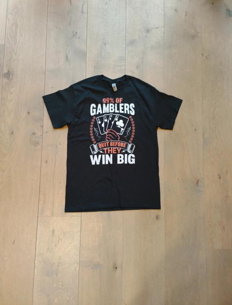 Gildan T-shirt "99% of Gamblers" - Maat M, Zwart, Gedragen, Gildan, Verzenden