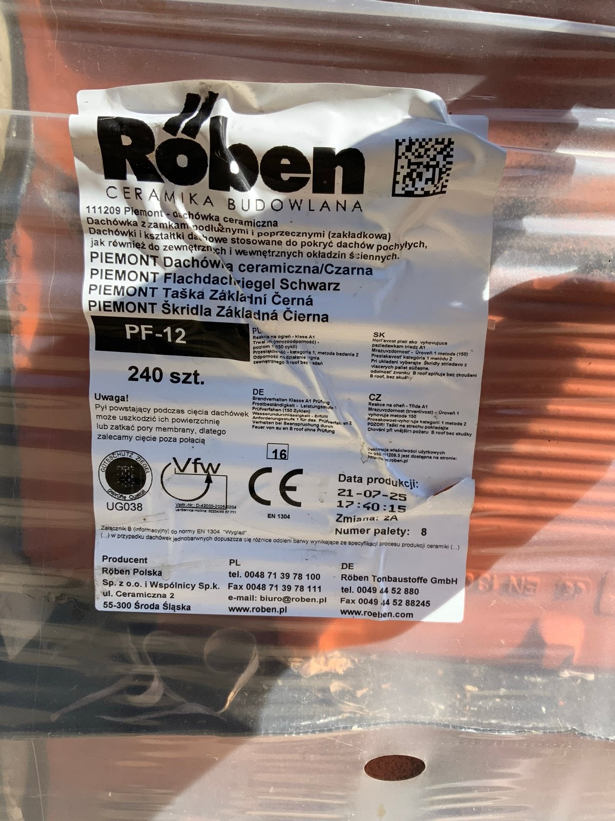 Röben Piemont Dakpannen Zwart, Doe-het-zelf en Verbouw, Dakpannen en Dakbedekking, Ophalen, Steen of Klei, Zwart, Nieuw